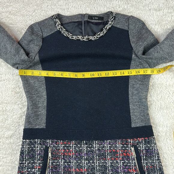 Line long sleeved tweed skirt mod mini dress, Small - Picture 5 of 9